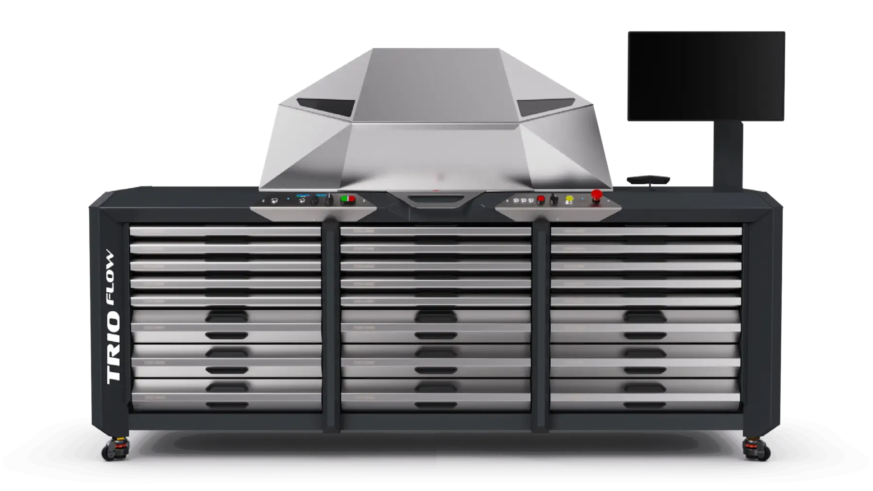 Bilanciatrice per Rotori, per Turbo e per Core Assy, con Flussaggio Dinamico e con prova Tenuta Olio TRIO FLOW